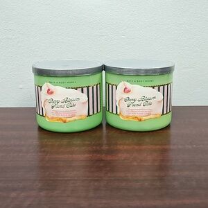 Bath & Body Works CHERRY BLOSSOM POUND CAKE 3-Wick Candles - Set of 2